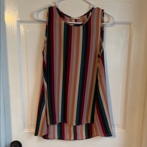 Red and Black Sleeveless Tank Top with Scoop Neck and Asymmetrical Style